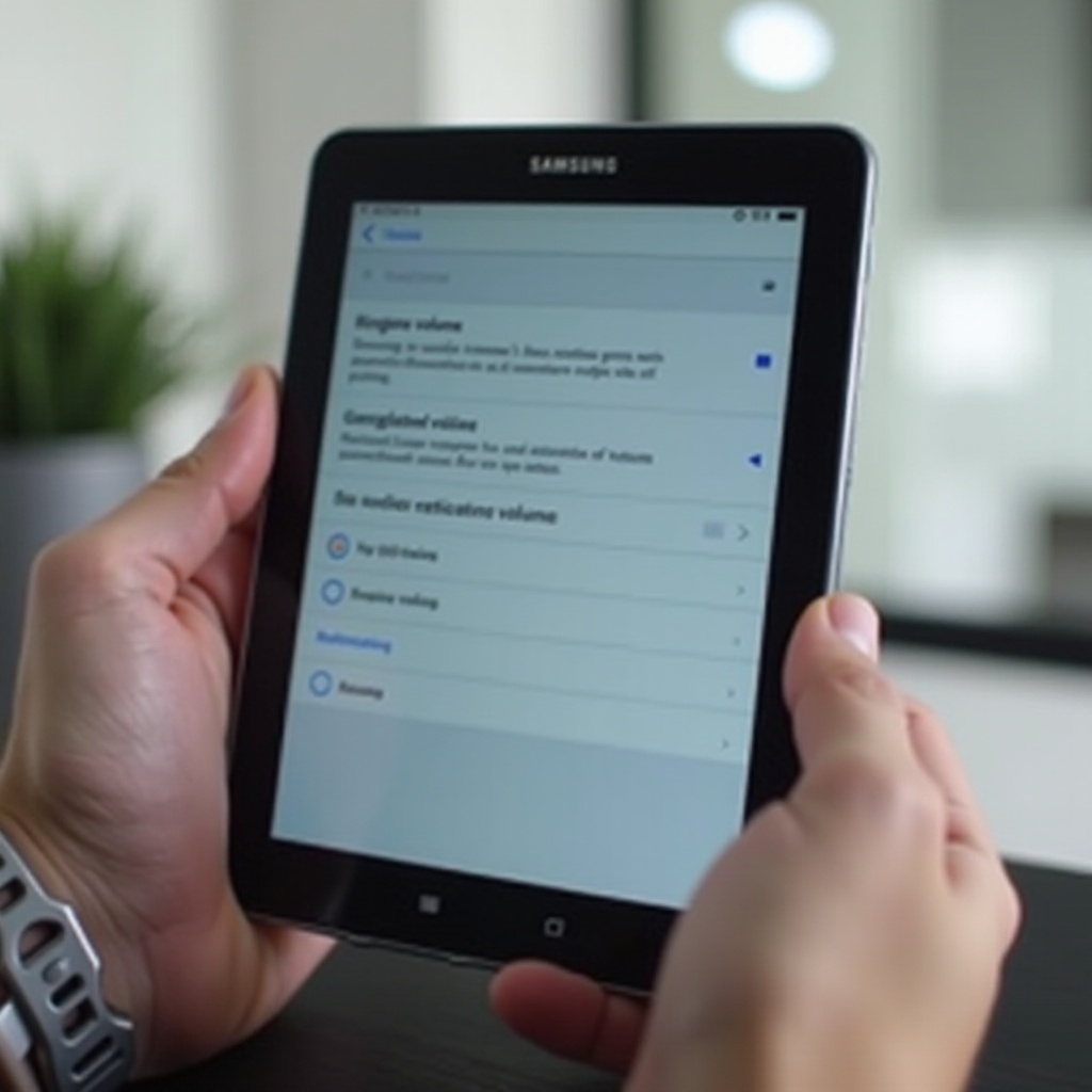ยกเลิกการเชื่อมโยงระดับเสียงการแจ้งเตือนและระดับเสียงริงโทน แท็บเล็ต Samsung
