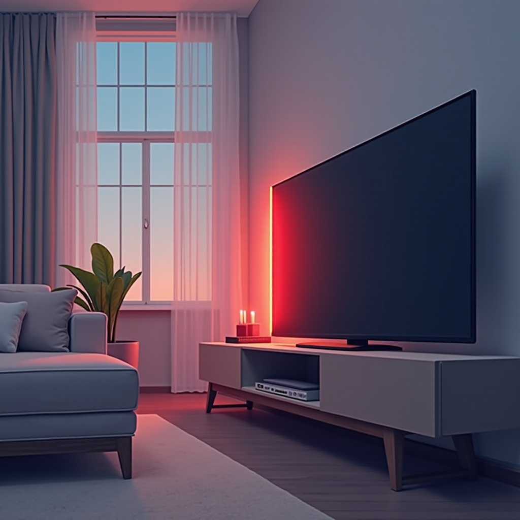 シャープテレビの赤いランプが点滅している