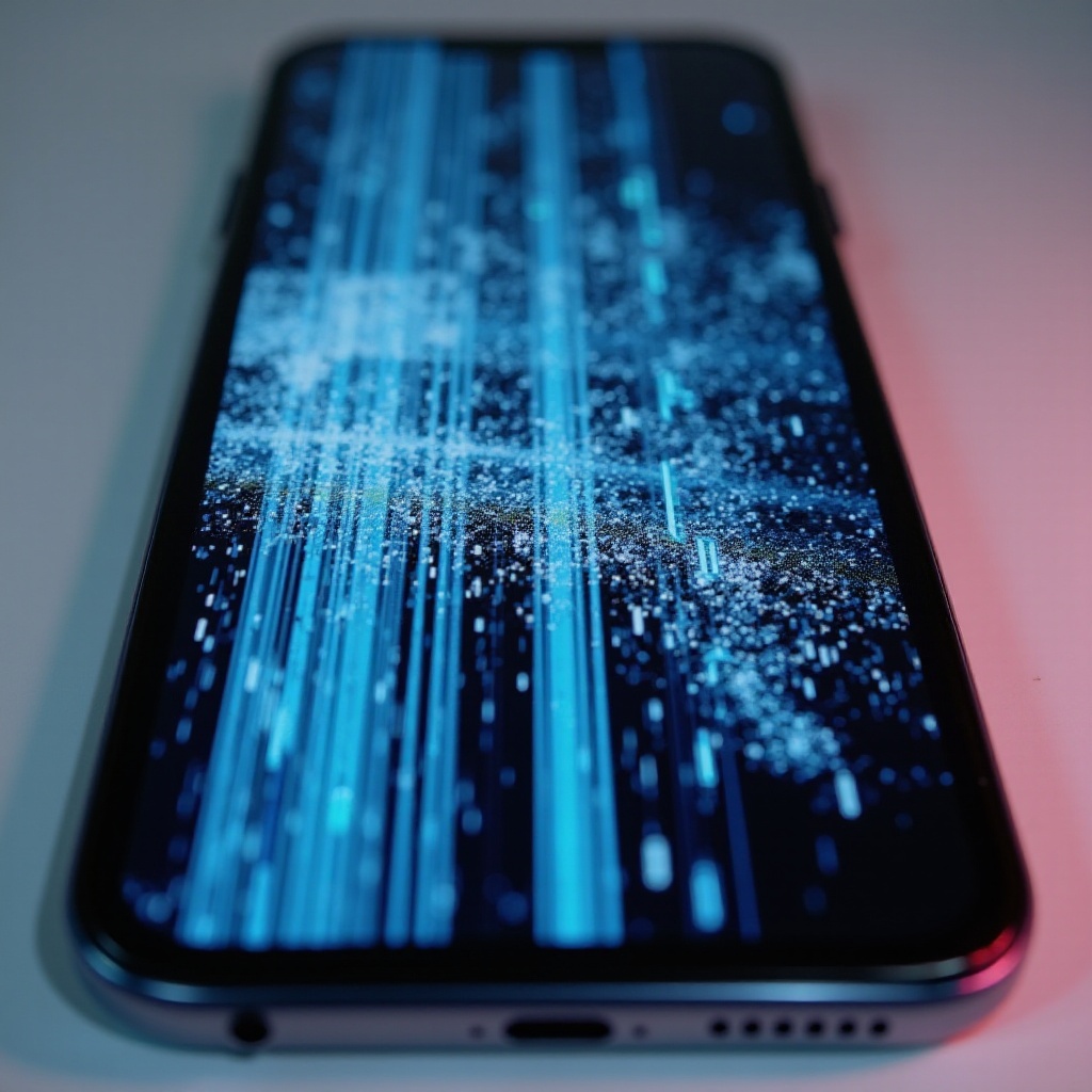 携帯電話の画面上の黒い線